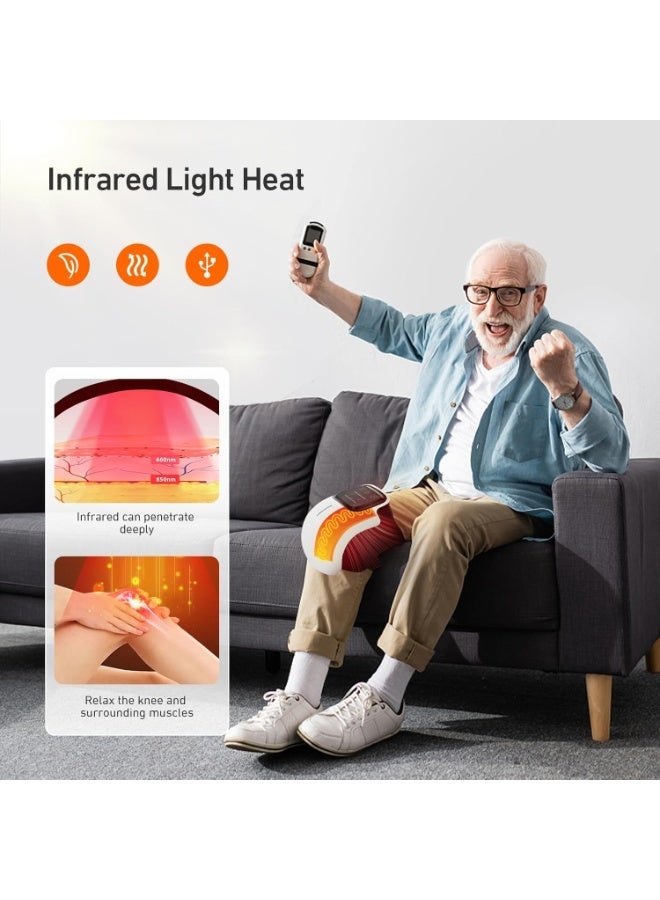 جهاز تدليك ذكي للركبة بثلاثة اوضاع تسخين شاشة LED تعمل باللمس وشحن واجهة من النوع C، ضغط حراري بالاشعة تحت الحمراء والالياف الكربونية لتخفيف إجهاد الركبة والالم - Image 4